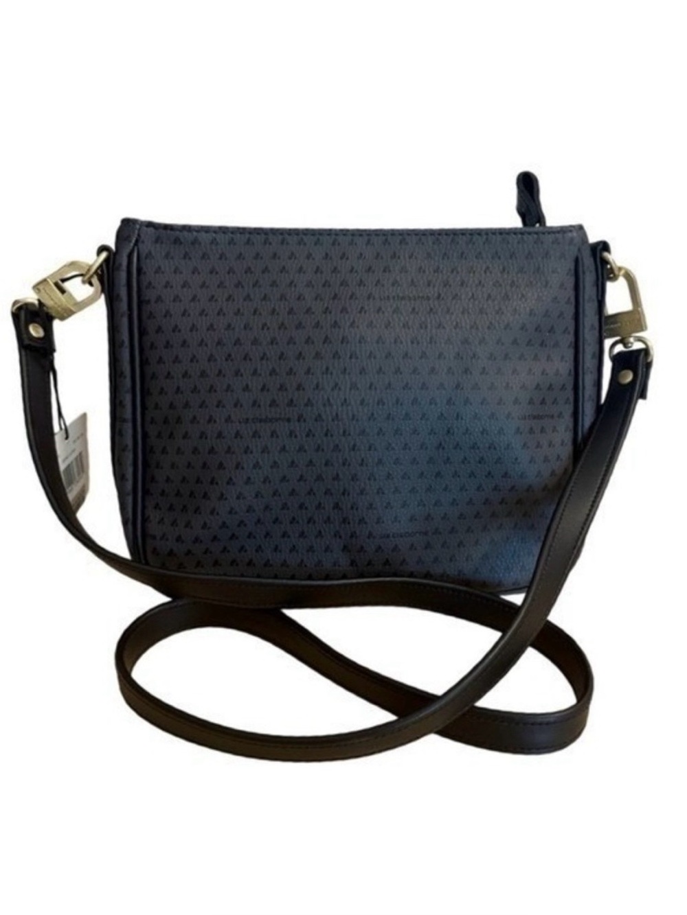Liz Claiborne Logo Crossbody Bag Black Gray Gold Hardware 90s Y2K Preppy Grandma